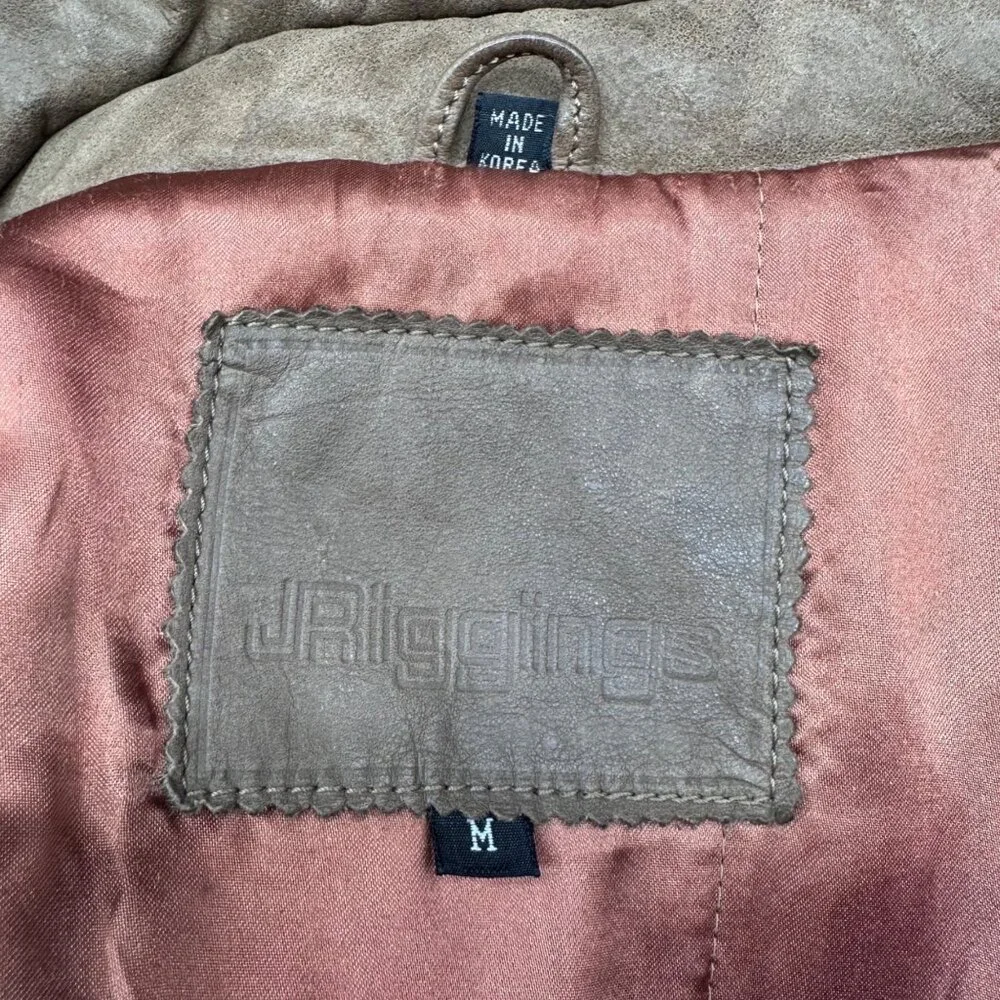 Vintage Leather Aviator Bomber Jacket Coat Brown Size M 1980s J Riggings Korea - Picture 4 of 15
